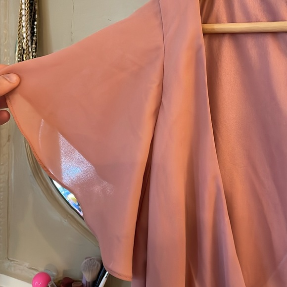 David's Bridal flutter sleeve georgette wrap bridesmaid dress - Picture 6 of 8